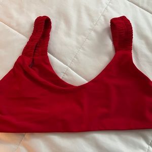 red ruched bikini